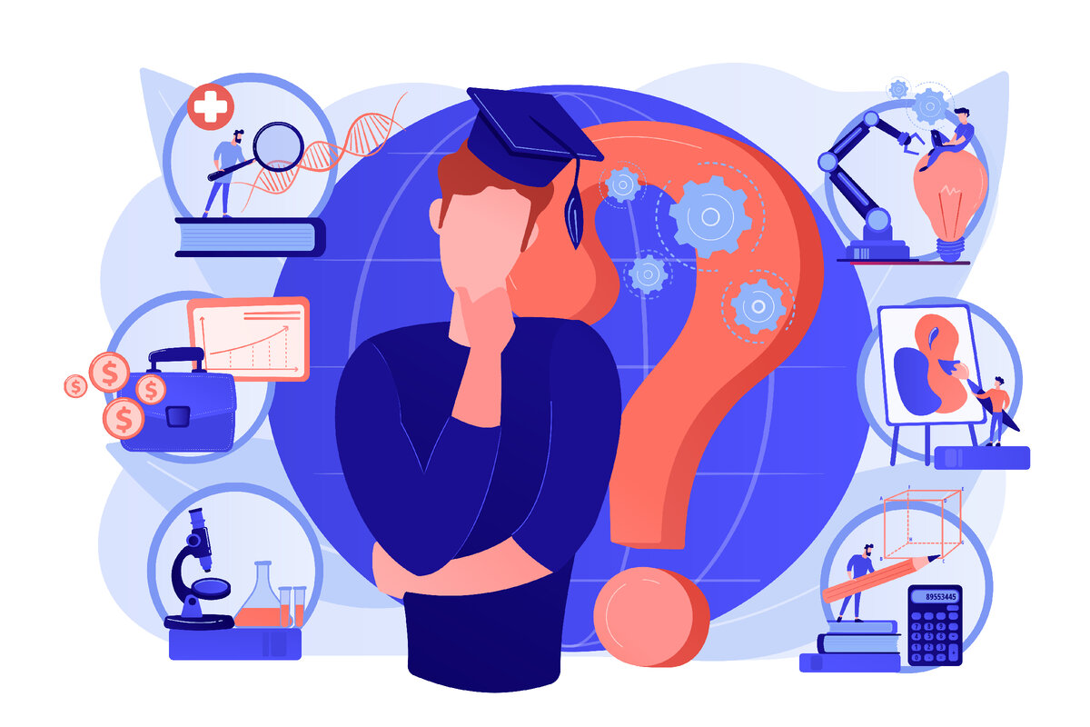 Авторство👉 <a href="https://ru.freepik.com/free-vector/postgraduate-career-opportunities-for-young-specialist-college-choice-advisor-college-rankings-career-assessment-test-concept-pinkish-coral-bluevector-isolated-illustration_11663369.htm#query=%D0%92%D1%8B%D0%B1%D0%BE%D1%80%20%D1%81%D0%BF%D0%B5%D1%86%D0%B8%D0%B0%D0%BB%D1%8C%D0%BD%D0%BE%D1%81%D1%82%D0%B8&position=3&from_view=search&track=sph">Изображение от vectorjuice</a> на Freepik