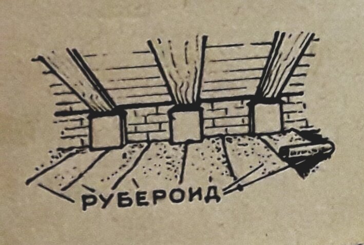  Укладка рубероида в подполье.