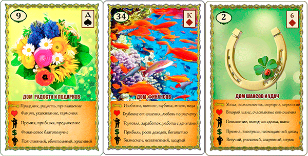 Букет+Рыбы+Клевер карты Леномран из колоды "Ленрман для начинающих"