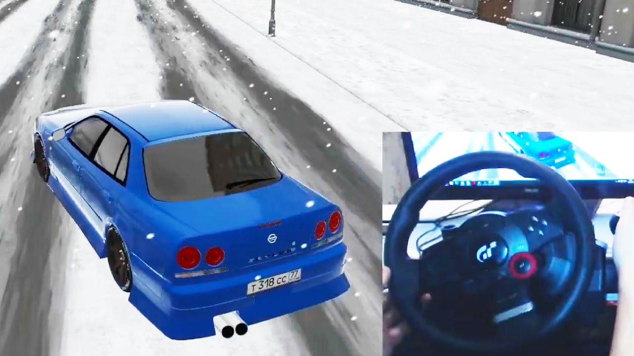 Зимний Дрифт НА Скайлайн 34 в City Car Driving + Руль Logitech