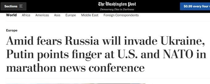 Скриншот статьи с сайта washingtonpost.com