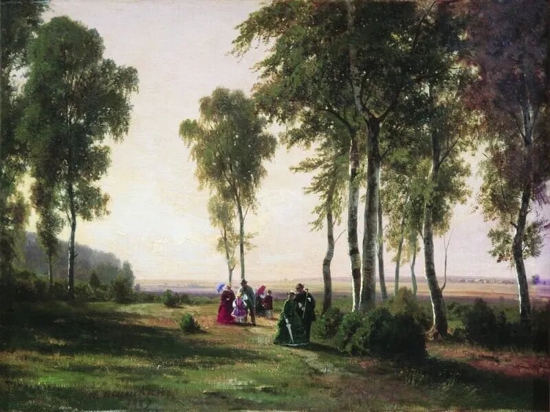 ИВАН ШИШКИН. ПЕЙЗАЖ С ГУЛЯЮЩИМИ. 1869. ГОСУДАРСТВЕННЫЙ РУССКИЙ МУЗЕЙ, САНКТ-ПЕТЕРБУРГ