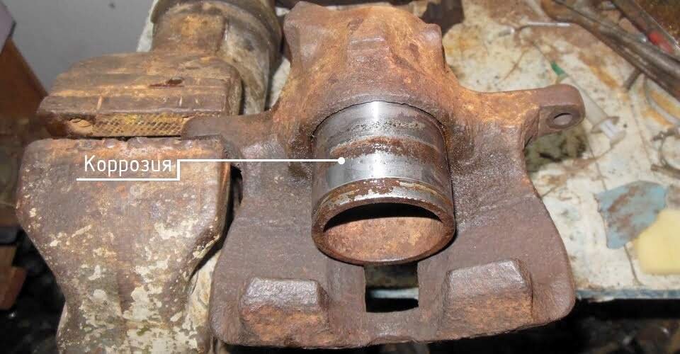Коррозия на поршне суппорта