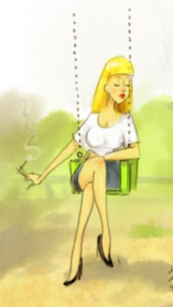 Воздухом дышит через сигарету( взято из Яндекс картинки) 