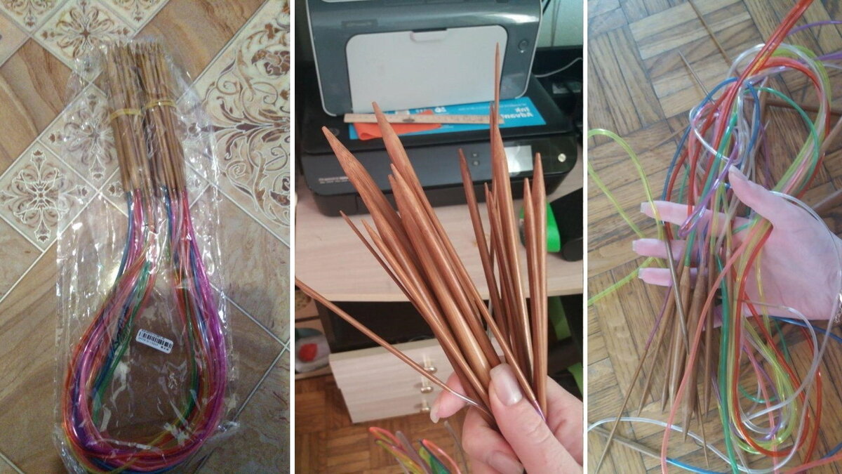 В комплекте 18 пар круглых спиц разных размеров. Длина соединительной лески - на выбор.