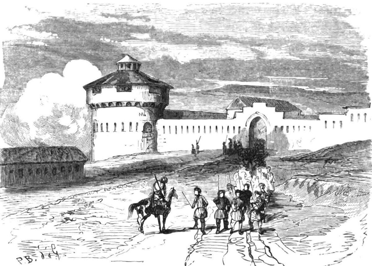 Крепость Назрань. Рисунок середины XIX века
