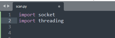 импорт библиотек socket и threading
