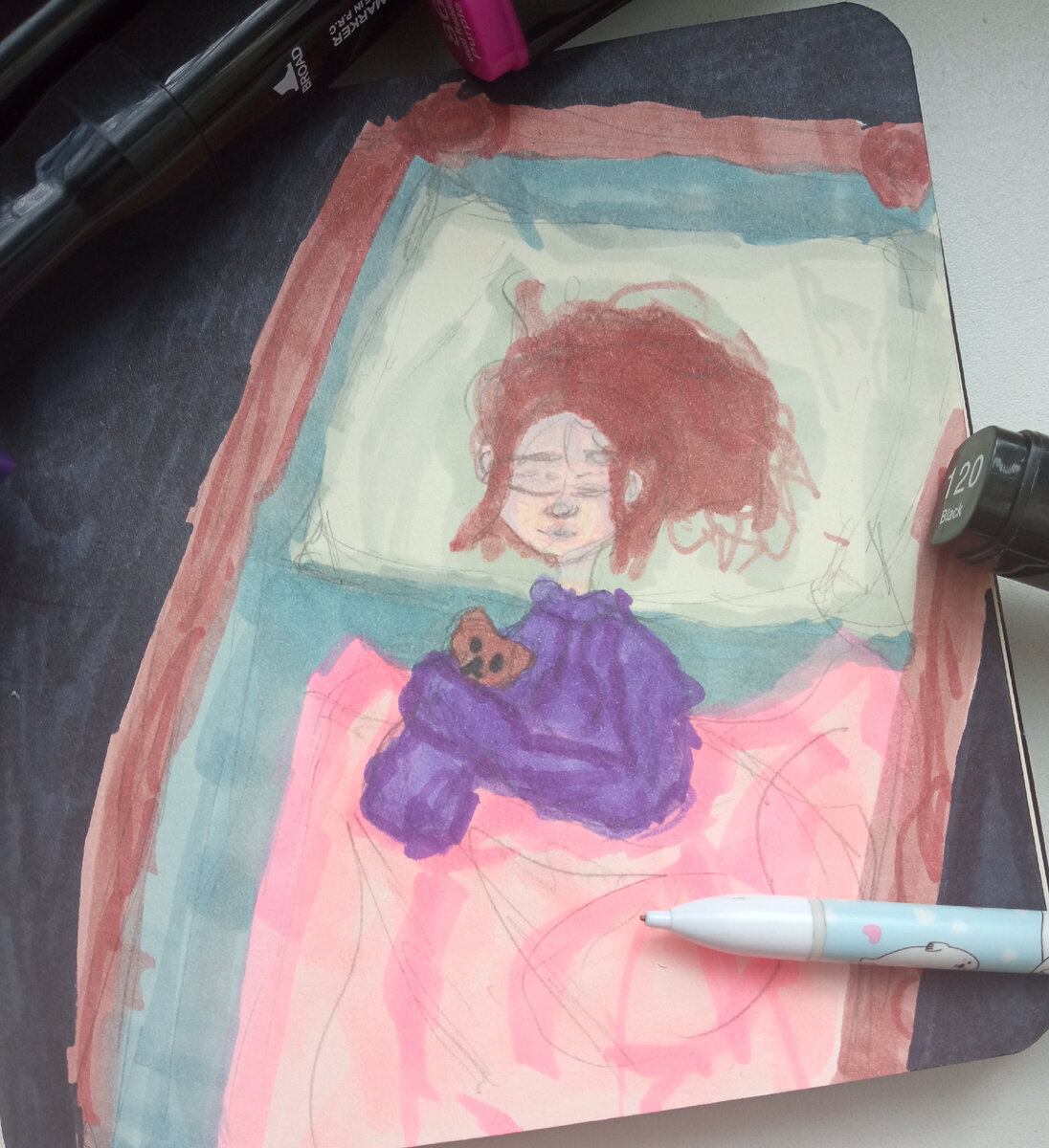 Эту девушку я так же срисовывала с пинтереста мне она даже кажется симпатичной и милой, много времени я на неё не потратила где-то пол часика. Но результат мне очень даже нравится 