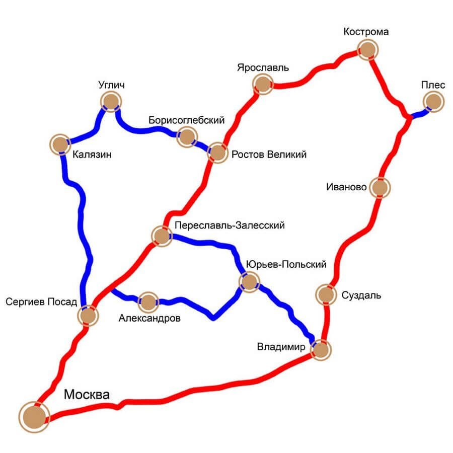 Маршрут по золотому кольцу из москвы. Золотое кольцо России маршрут. Золотое кольцо России на карте маршрут. Золотое кольцо России города на карте на машине. Города золотого кольца России протяженность маршрута.