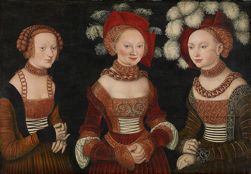 Сибилла, Эмилия и Сидония Саксонские, Лукас Кранах Старший, ок. 1535. (сс) Wikimedia Commons