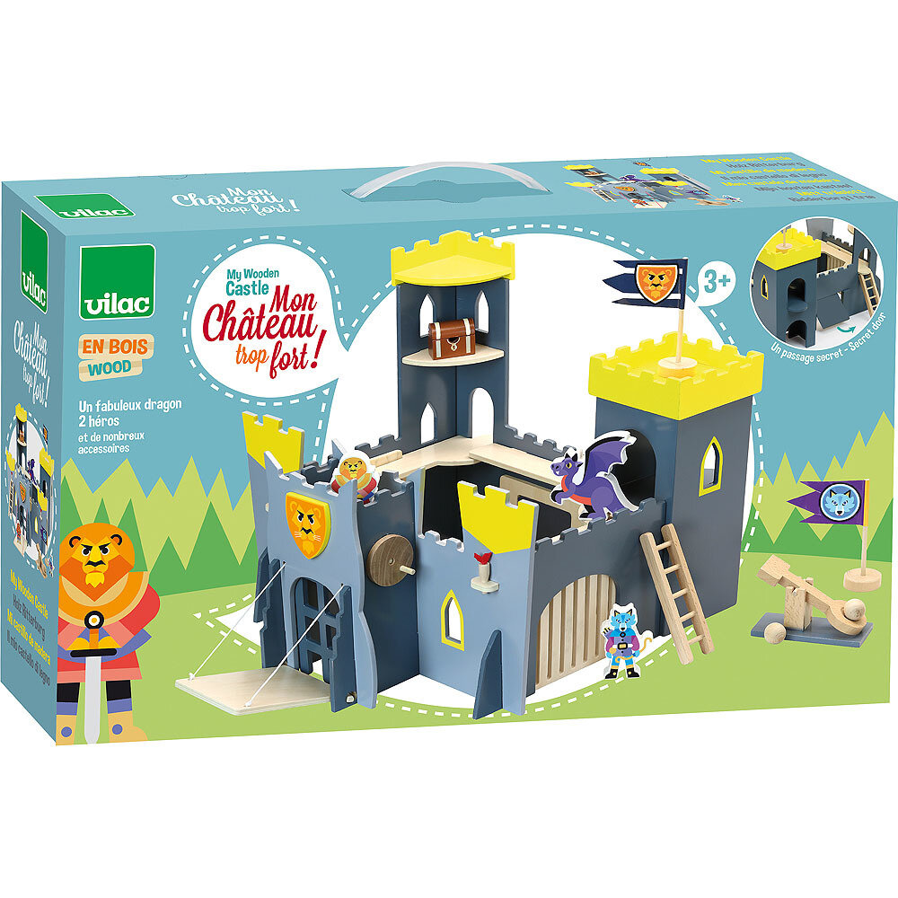 Замок - еще одна увлекательная детская игрушка от французского бренда Vilac. В составе есть лестница для осады и  камнеметатель.