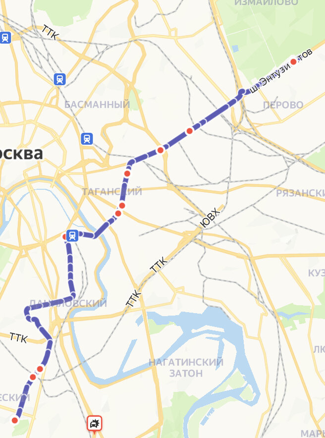 Схема маршрута 38