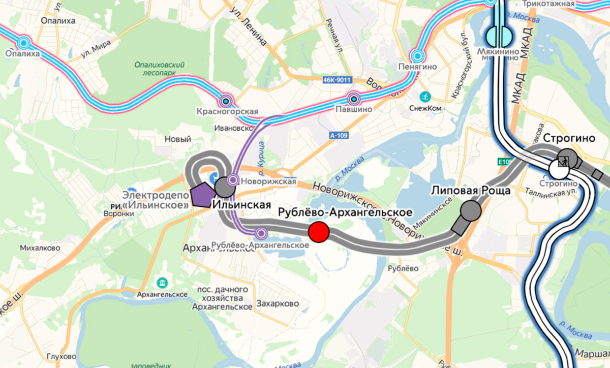 Метро Рублево-Архангельская ветка. Станция метро Рублево-Архангельское на карте.