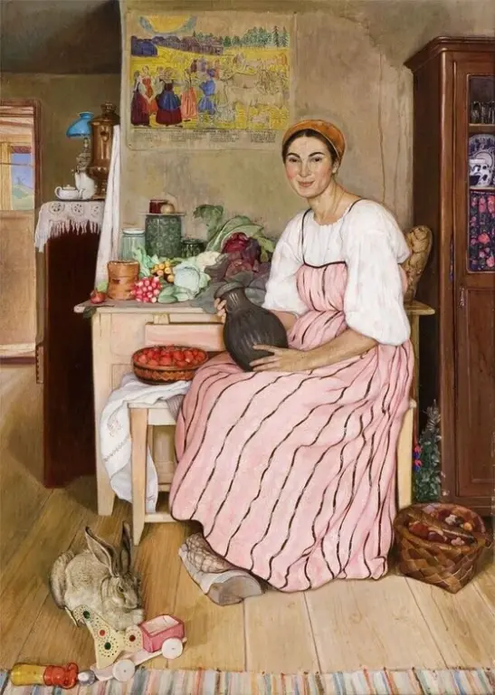 Худ. Уханова Анастасия Васильевна (1885-1973) «Хозяюшка» (1917)