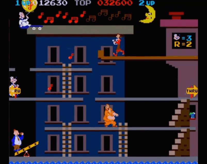 Popeye - это многоэкранная платформенная игра, которая первоначально была выпущена в аркадах в 1986 году.-3