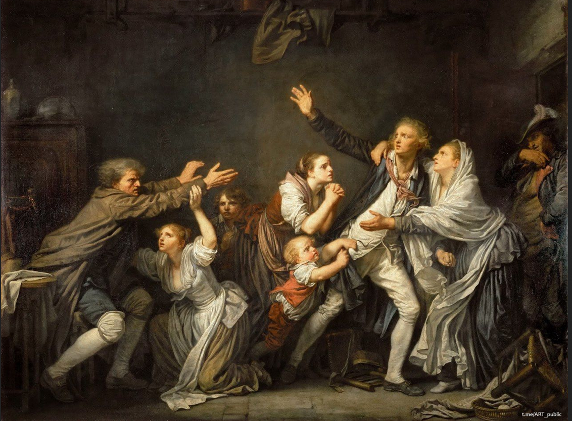 Жан-Батист Грёз. «Отцовское проклятие» 1777 г., Лувр. 
