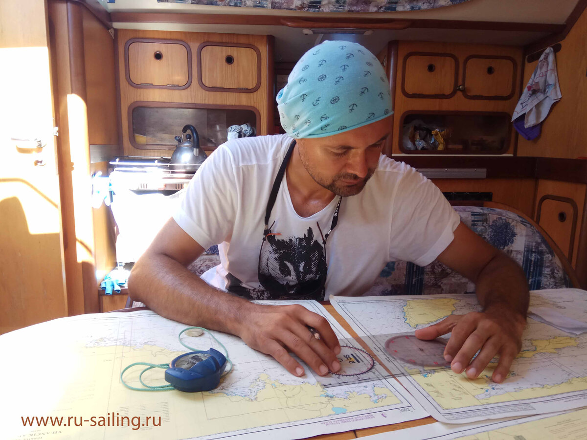 Прокладка маршрута. Учебный процесс на яхте. Яхт школа Ru-sailing.
