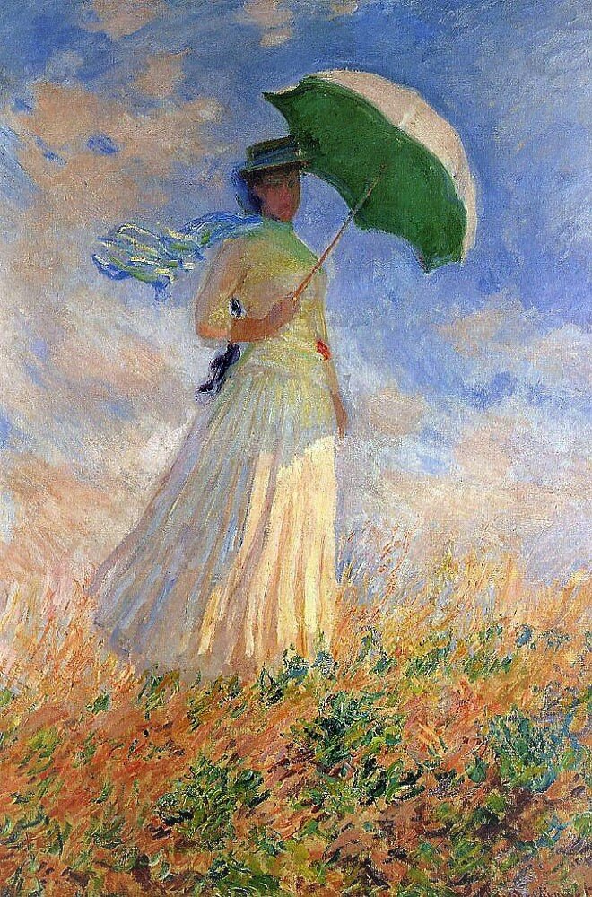 Клод Моне, «Дама с зонтиком, повернувшаяся направо», 1886, музей Орсе, Париж