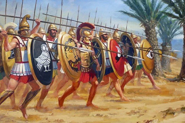 Греческие воины в действии(иллюстрация из открытых источников).