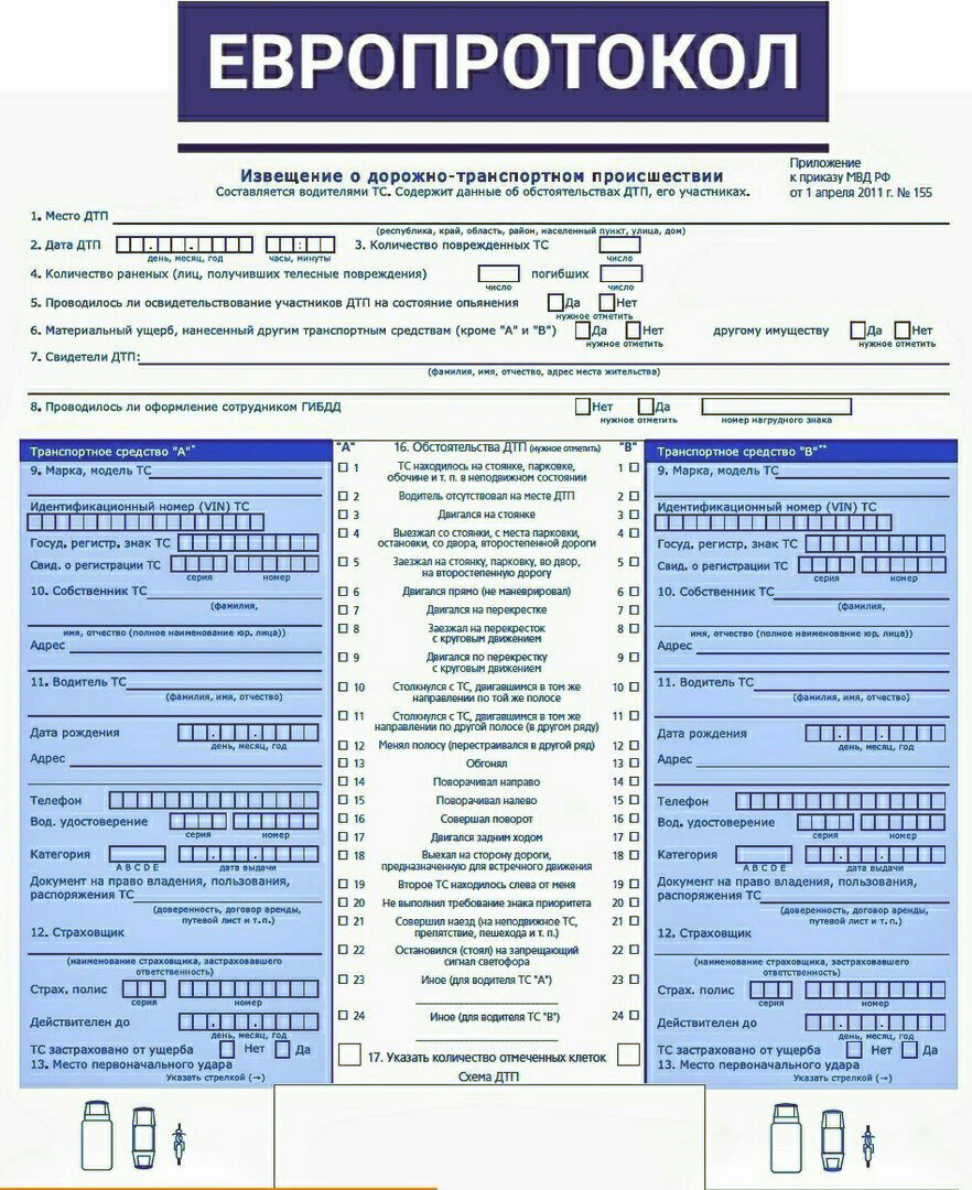 Европротокол всегда возите с собой на всякий случай
