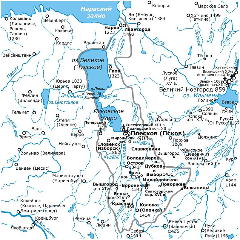 Карта псковская великий новгород