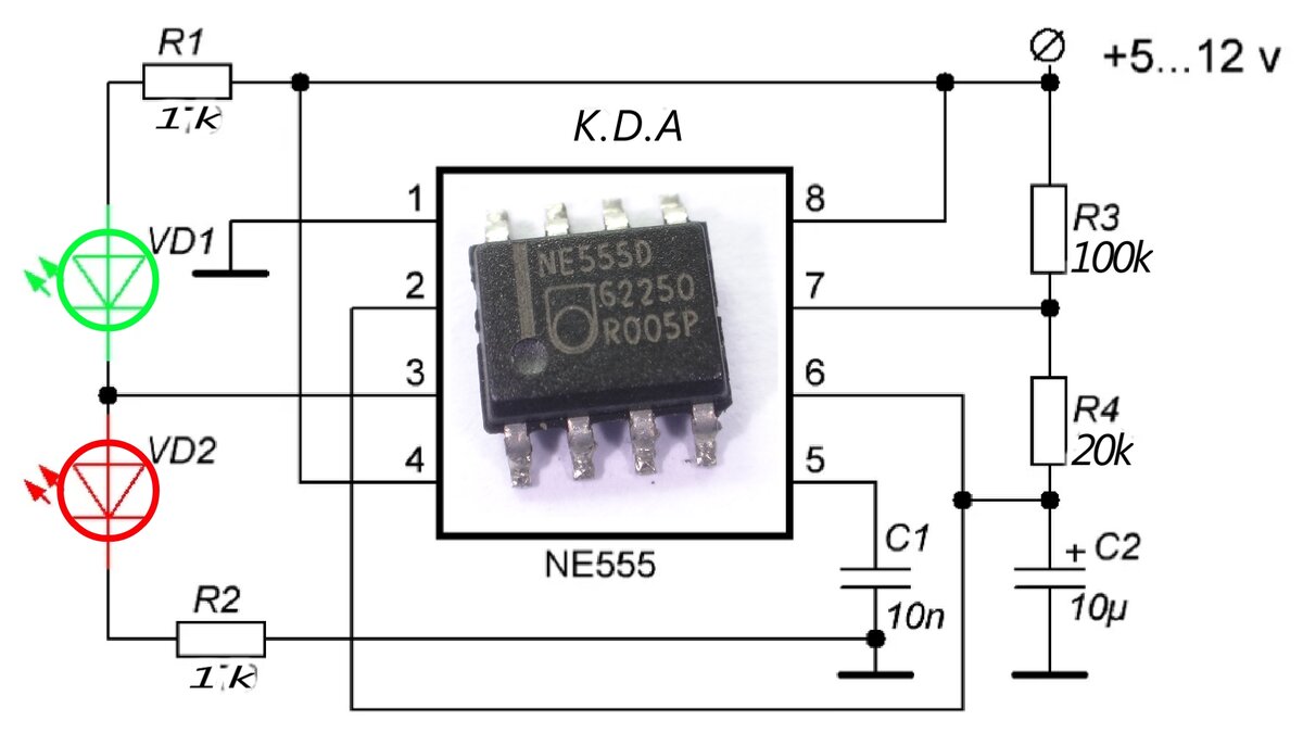 Схема проверки ne555