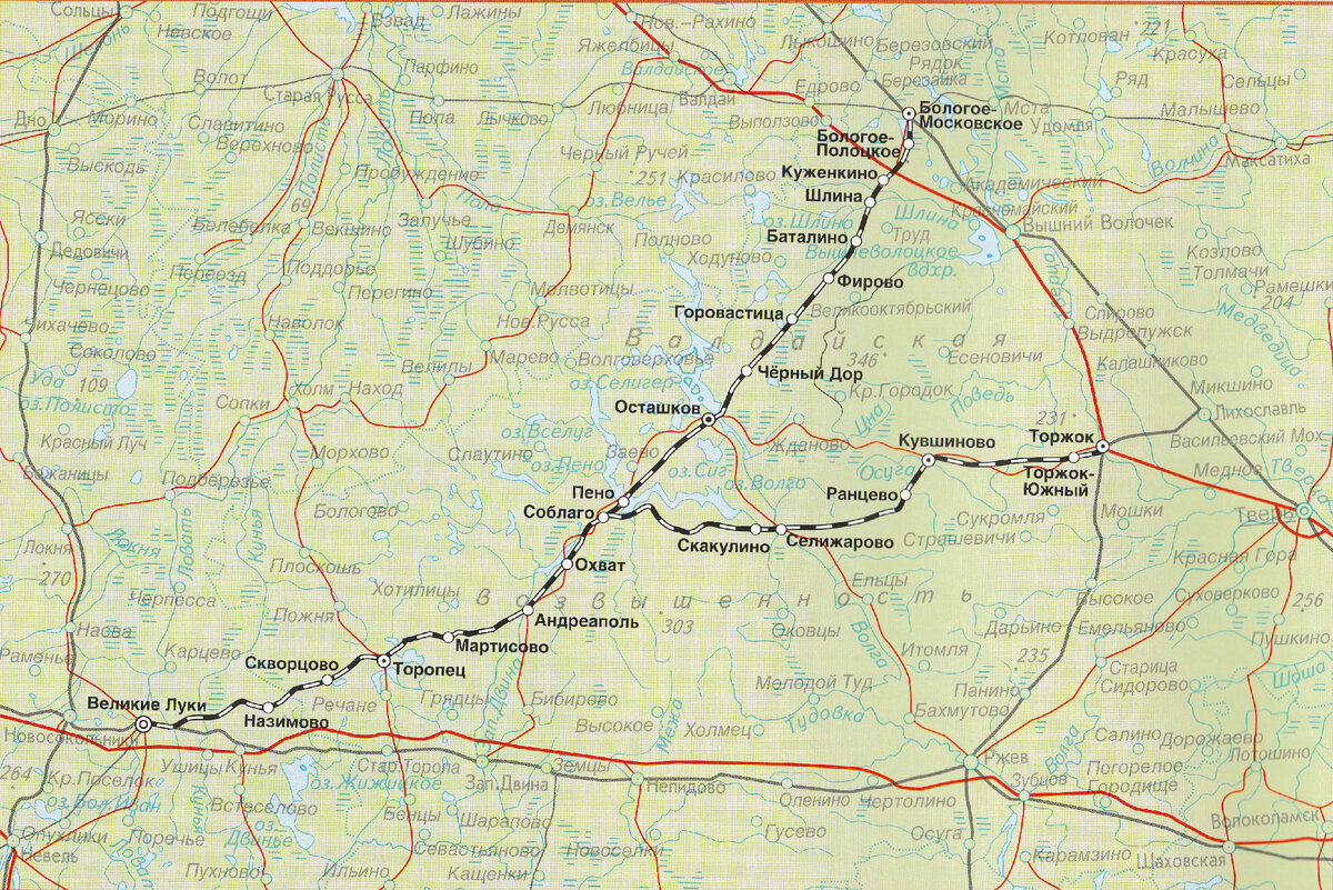 Карта железных дорог тверской области