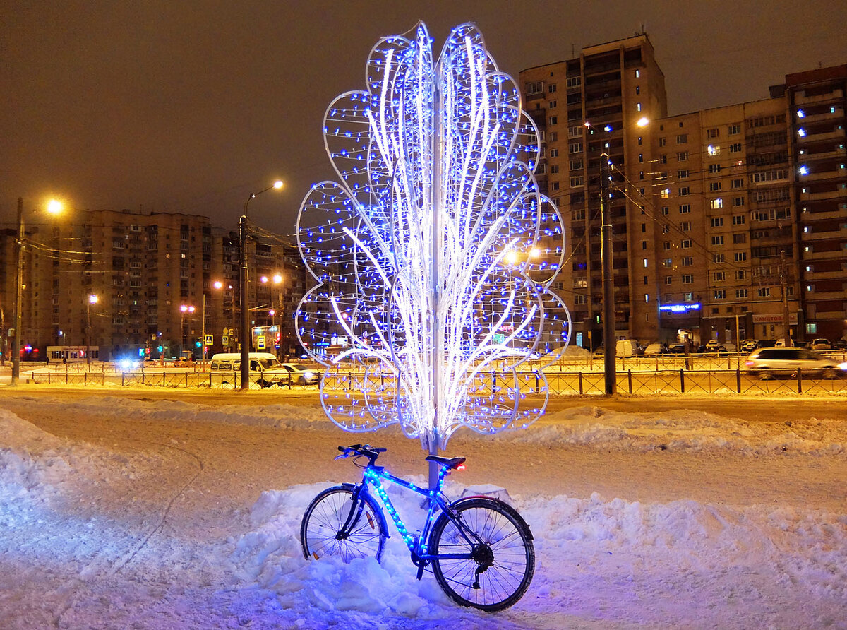 На велосипеде - даже в новогоднюю ночь!