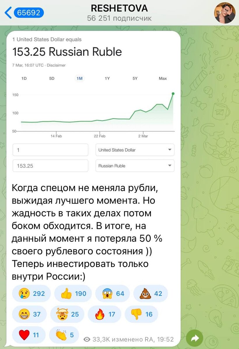 Официальный Telegram-канал Анастасии Решетовой