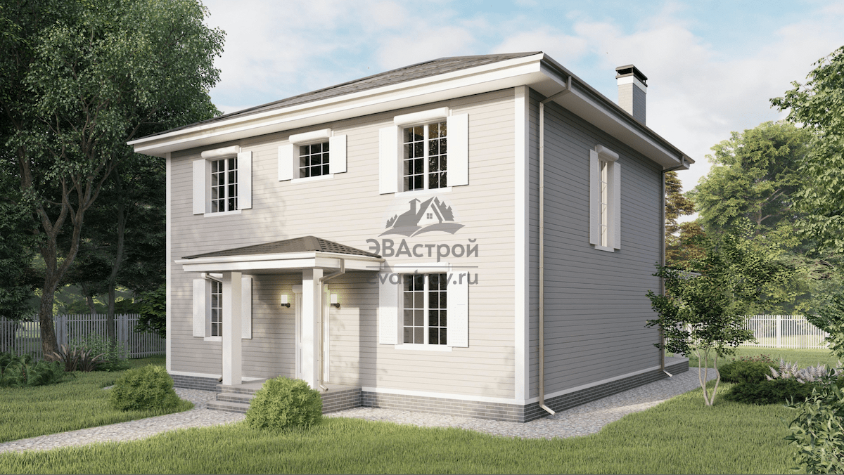 Проект двухэтажного дома 207 м2 с крыльцом и террасой - 107-28 