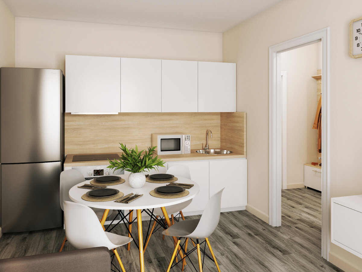 А это кухня в однокомнатной квартире