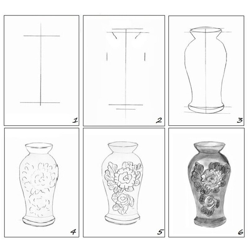 Как нарисовать вазу | Рисунок вазы поэтапно карандашом