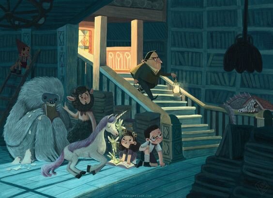 иллюстратор Lenny Wen "Night at the Library"