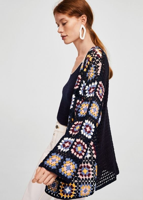 Кардиган с однотонной спиной и мотивами БК