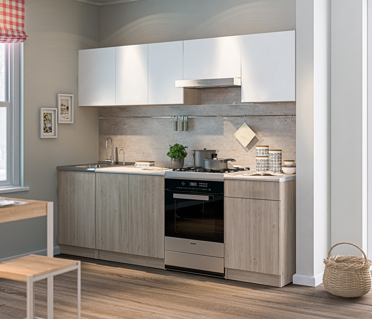 Кухня «Виктория» в минималистическом стиле без ручек. Листайте, чтобы посмотреть размеры 