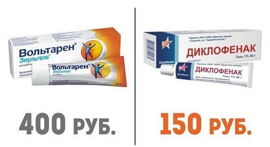 МНН Диклофенак. Торговые названия: Вольтарен Эмульгель и Диклофенак