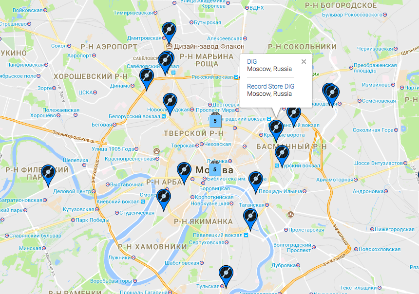 Пример из Москвы. Наверняка, вы и не знали, что в столице столько виниловых магазинов
