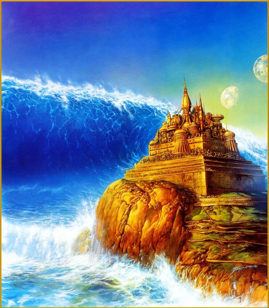 Годы обильного мира благоприятно сказались на развитии контактов с внеземными цивилизациями. С помощью «подсказок» из космоса за первые 1500 лет существования империи старательные атланты шагнули из бронзового века в атомный. К тому времени они создали замечательные машины и летательные аппараты, подводные и надводные пластиковые корабли, различные приборы, похожие на лазеры и мазеры, но не поддающиеся нашему восторженному описанию и завистливому пониманию. У них были маленькие круглые механизмы, считывающие человеческую мысль, и показывающие ее на экране в трехмерной форме. Рядом другие пузатенькие машинки производили технические расчеты и изготавливали придуманную вещь из воздуха. Чистый зеленый воздух широко использовался атлантами в качестве строительного материала. И не только атомы кислорода, азота и других мирно пасущихся газов шли в дело.Машины толтеков были эмоциональными и разумными, поэтому при их изготовлении употреблялась материя астральных и ментальных планов. У атлантов было несколько десятков электронных сетей, опутывающих всю страну, наподобие нашего «Интернета». Вся честно накопленная информация хранилась в специально обученных кристаллах.
