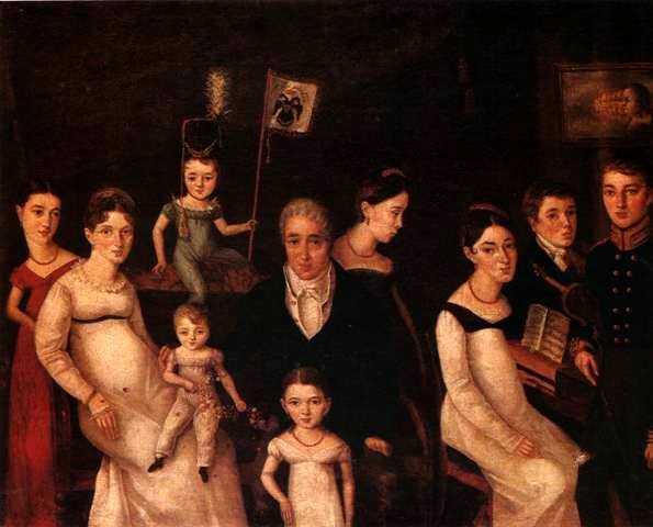  Семья Бенуа. Художник Оливье, 1817 год. Будущий папа Александра Бенуа Николай (в возрасте 4 лет) машет нам флажком.