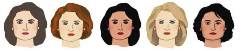 Лицо овальное и черты его маленькие, стремятся к носу