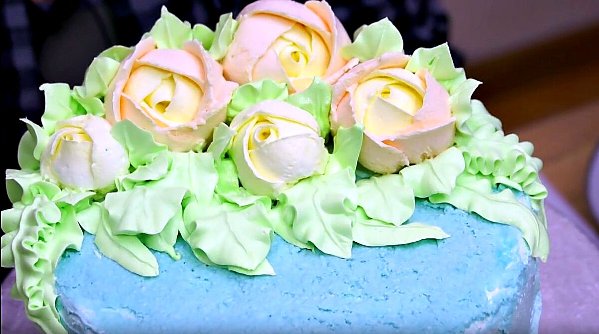 Торт с розами из крема (88 фото)