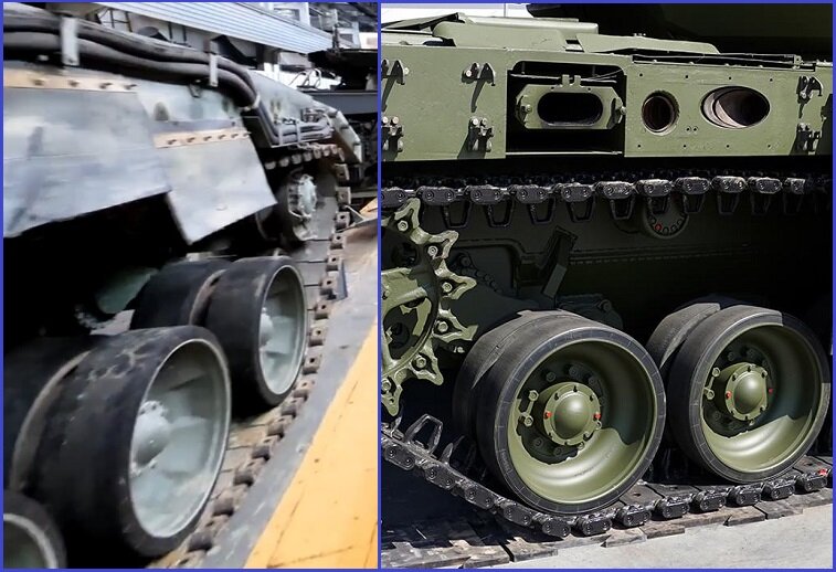 Новый и старый вариант катков танка Т14. / Источник фото: Яндекс.Картинки