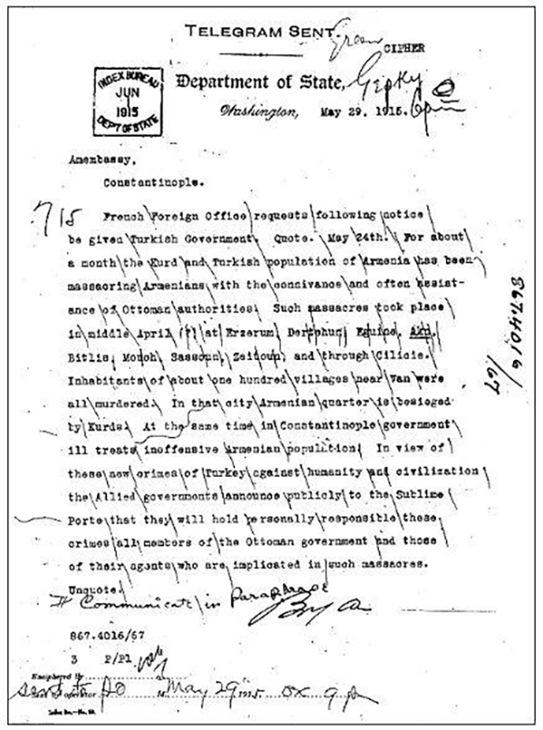 Текст совместной декларации держав Антанты от 24 мая 1915 г. на английском языке