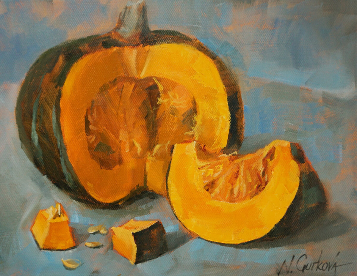 "Pumpkin season" /фото:https://nadiagurkova.com/gallery/still-life-painting/