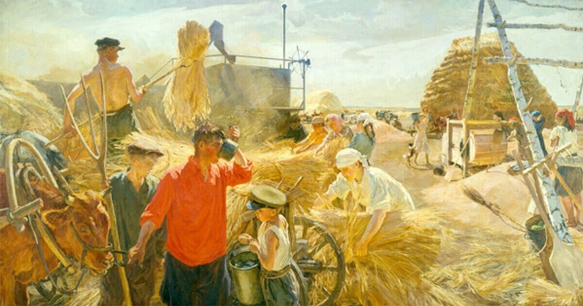"Колхозный ток", 1949 Холст, масло. Пластов Аркадий Александрович