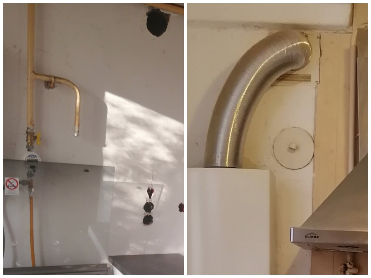 Слева- открытая прочистка дымохода, справа - закрытая прочистка.