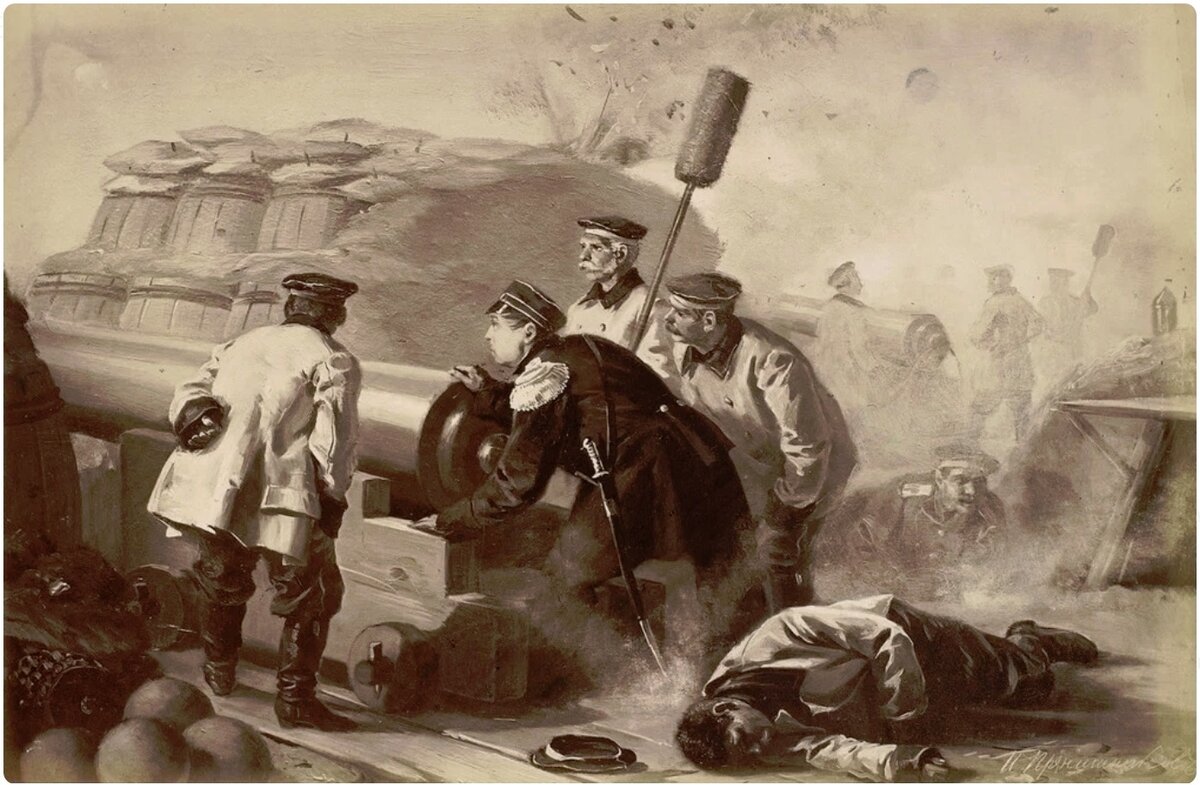 Репродукция картины И. М. Прянишникова «Адмирал Нахимов на севастопольском бастионе»