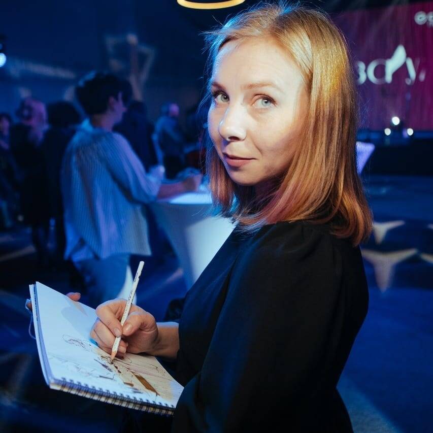 Это я, рисую на большом закрытом мероприятии Сбер банка. 2021 г.