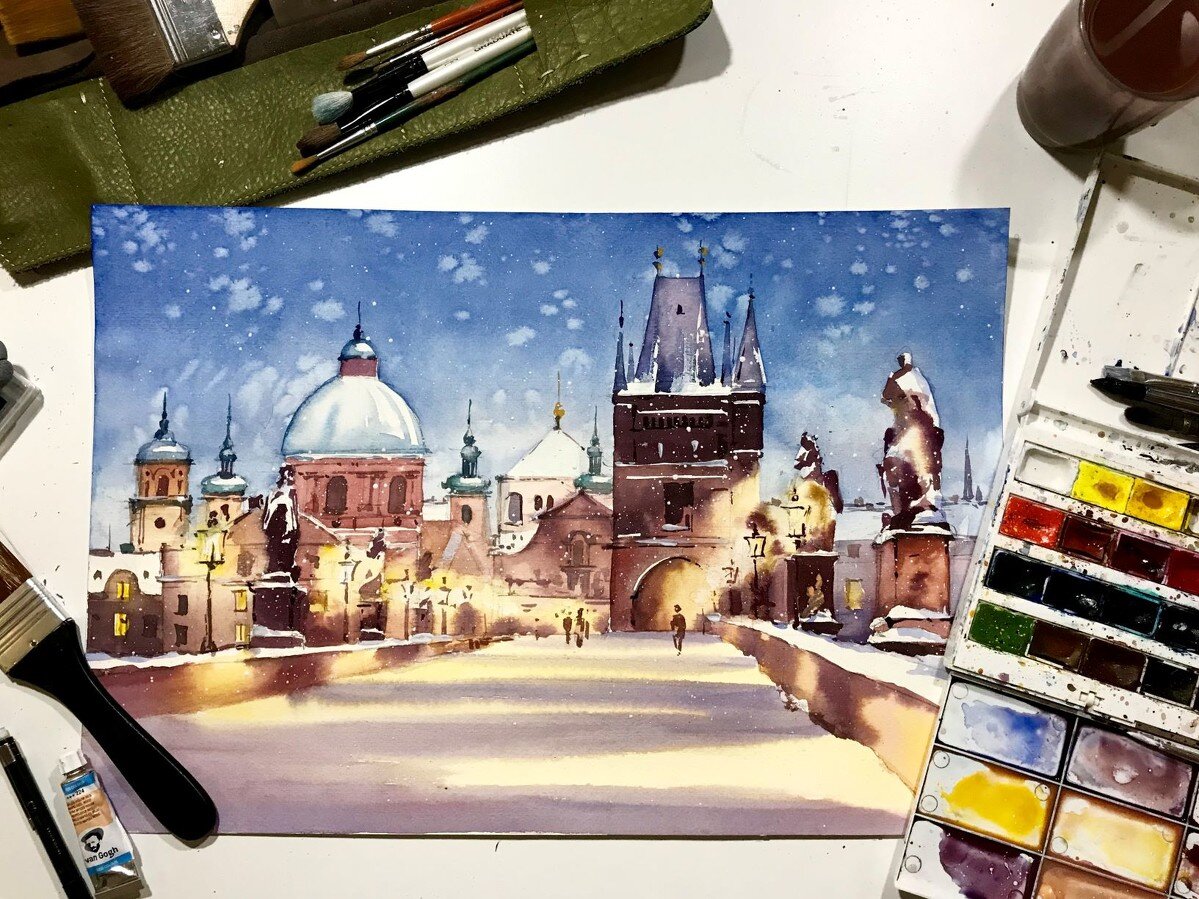 «Зимняя Прага», работа преподавателя Дарьи Куцаевой.