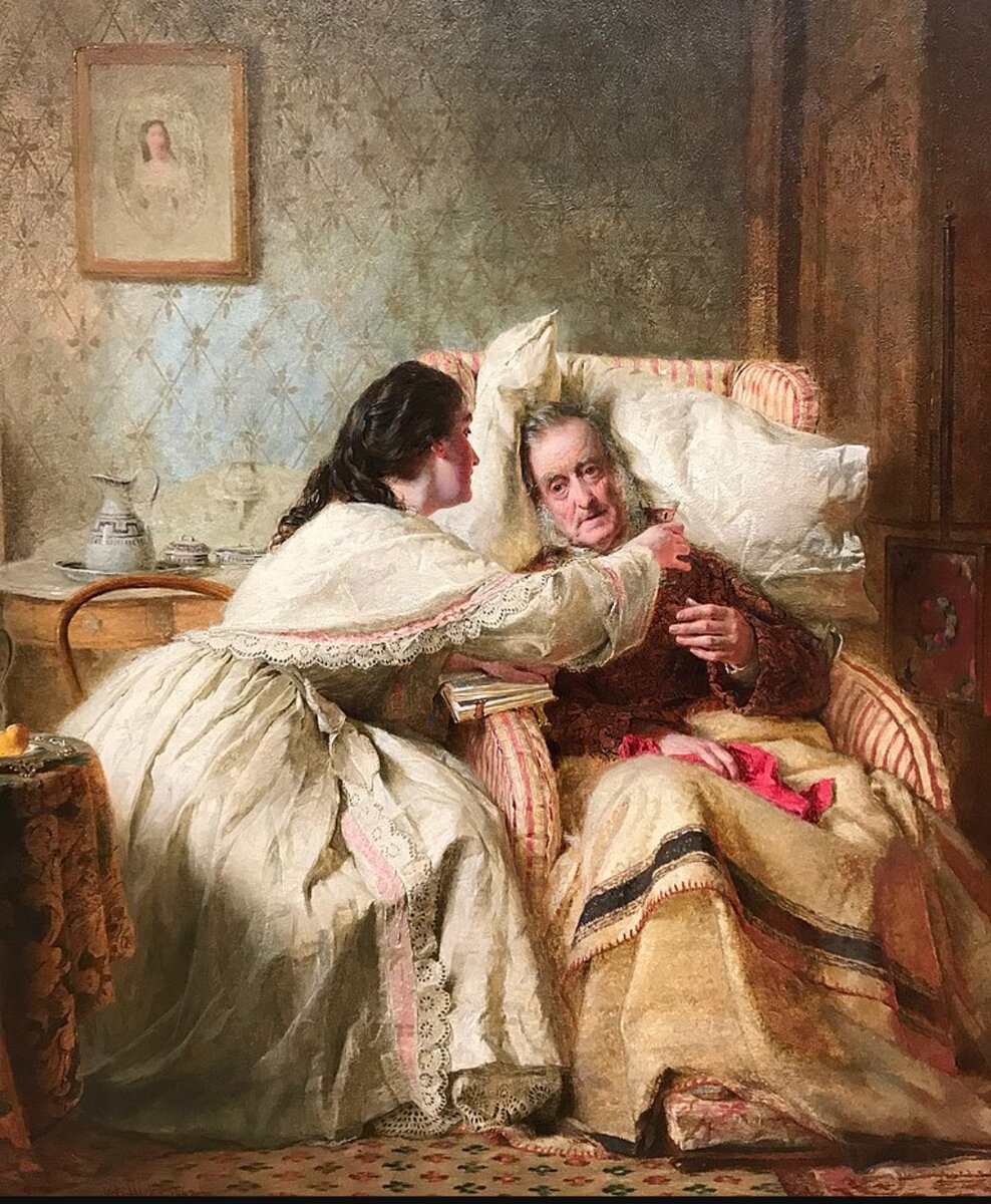 Изображение использовано в иллюстративных целях, "Миссия женщины - утешение старости",  худ. Джордж Элгар Хикс